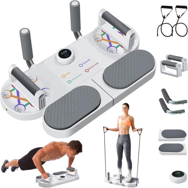 Upgraded Push Up Board with Resistance Band And Timer